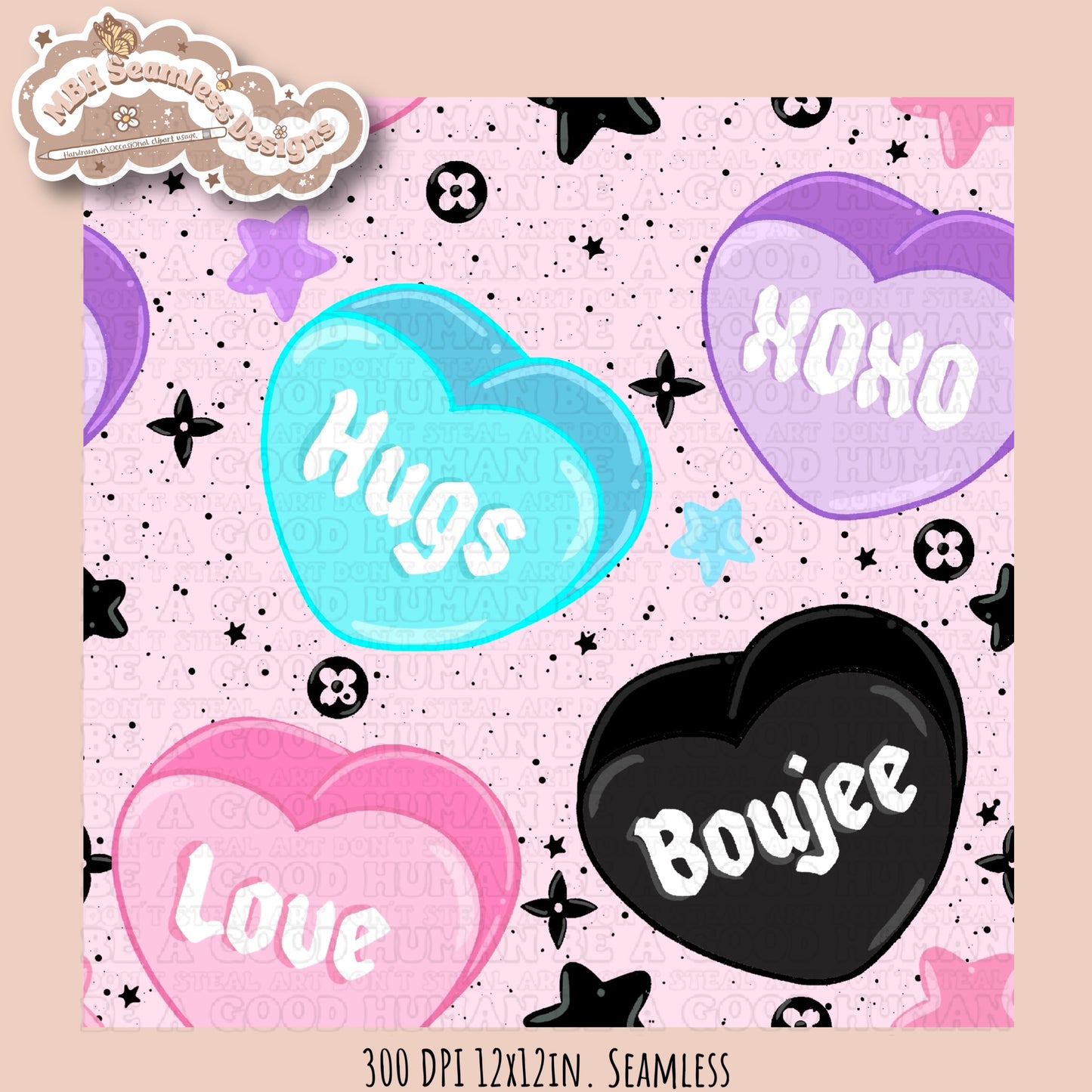 Boujee Convo Hearts Seamless Pattern MULTIPLE COLORWAY OPTIONS