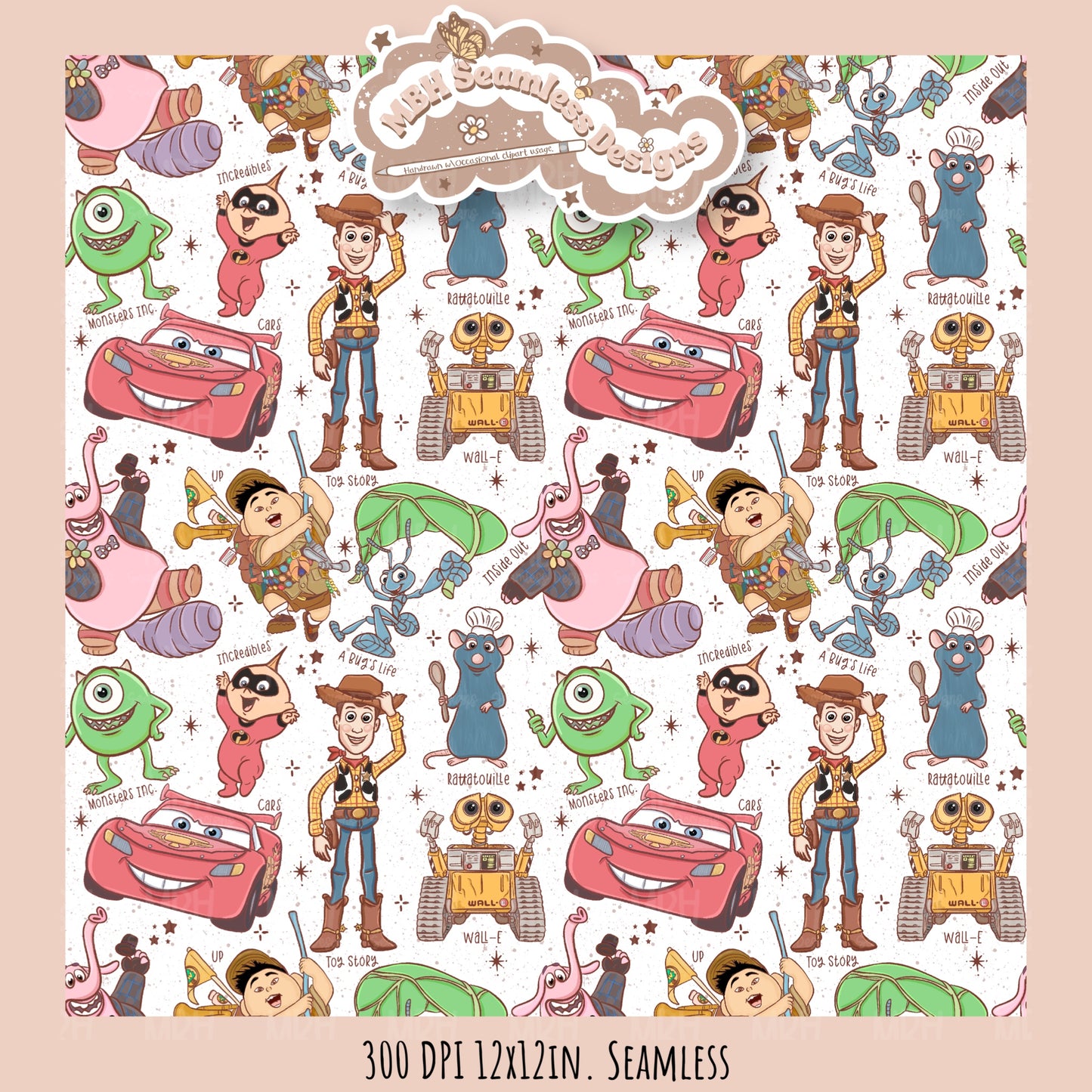 Starry Pixar Mashup Seamless Pattern // Multiple Colorway Options