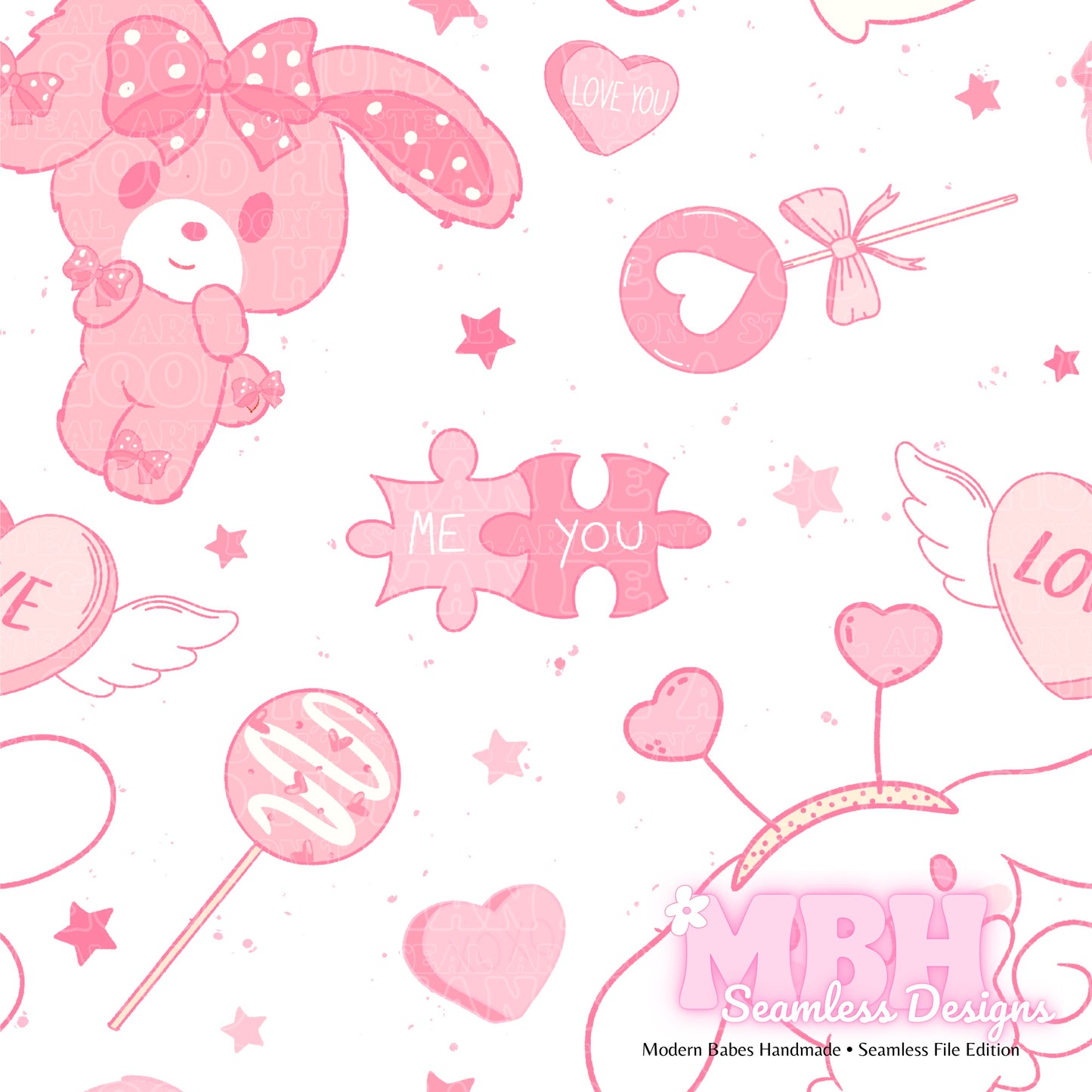 Cinnamoroll BonBon Valentine’s Day TWO COLORS Seamless Pattern