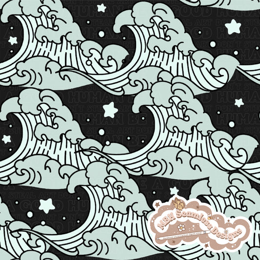 Starry Waves Seamless Pattern MULTIPLE COLORWAYS