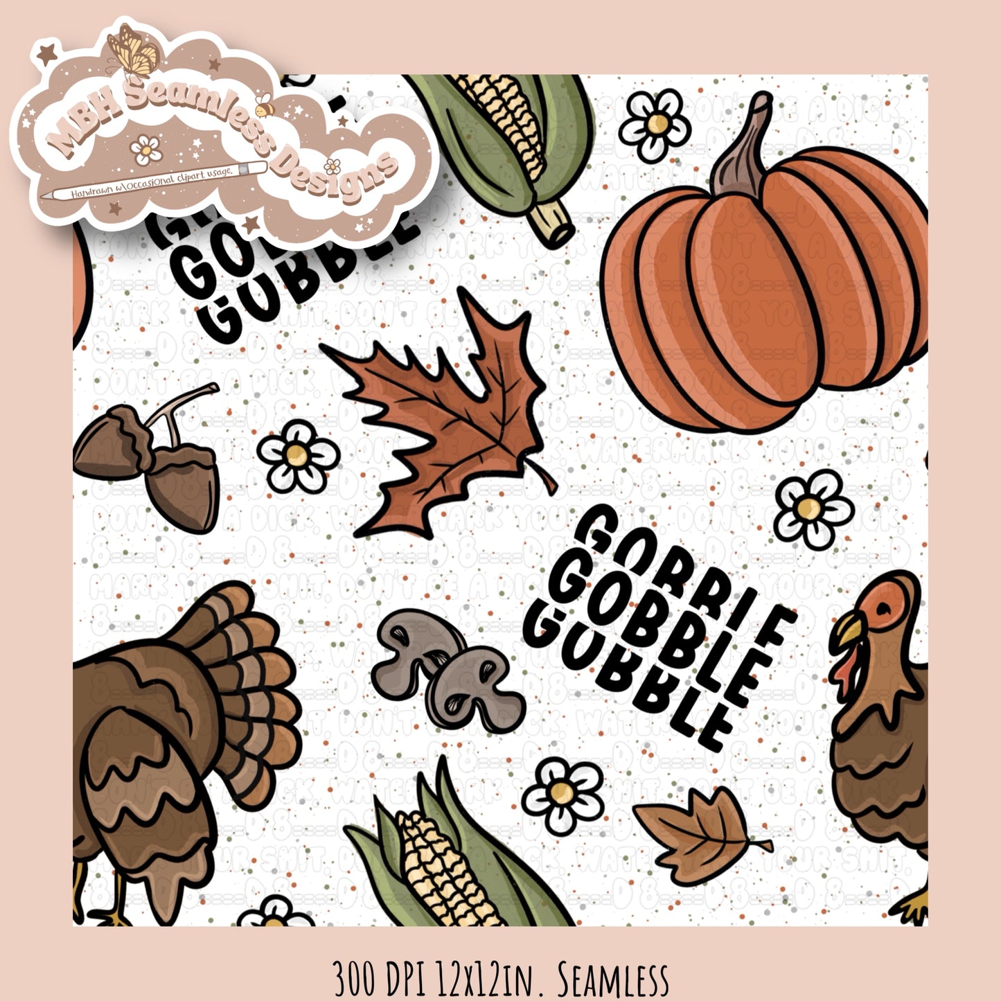 Daisy Gobble Gobble Seamless Multiple Colorways