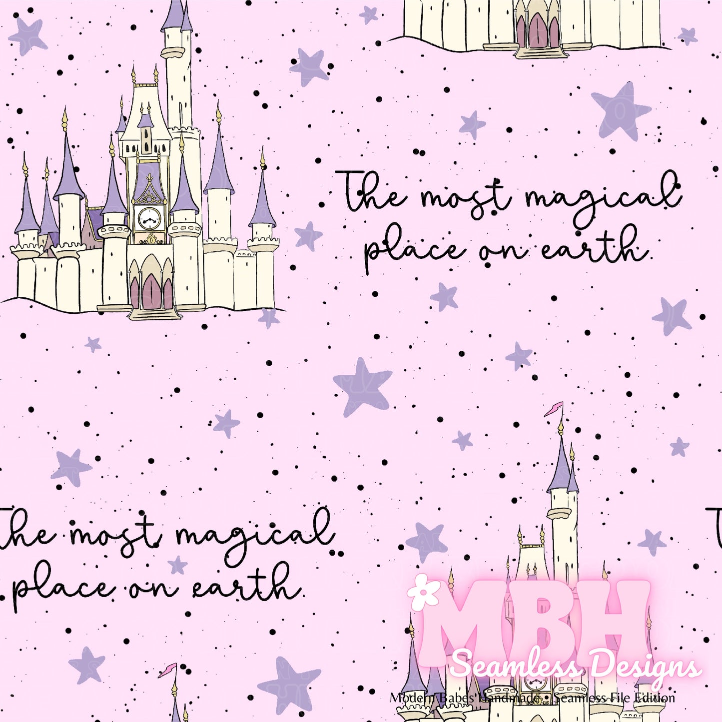 Starry Magical Castle Seamless Pattern MULTIPLE COLORWAYS