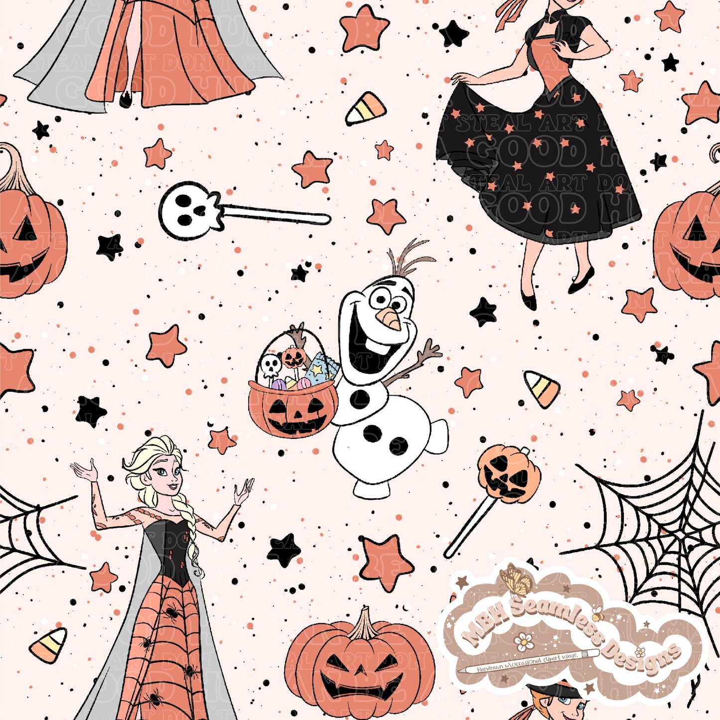 Frozen Halloween Seamless Pattern & PNG MULTIPLE COLORWAYS