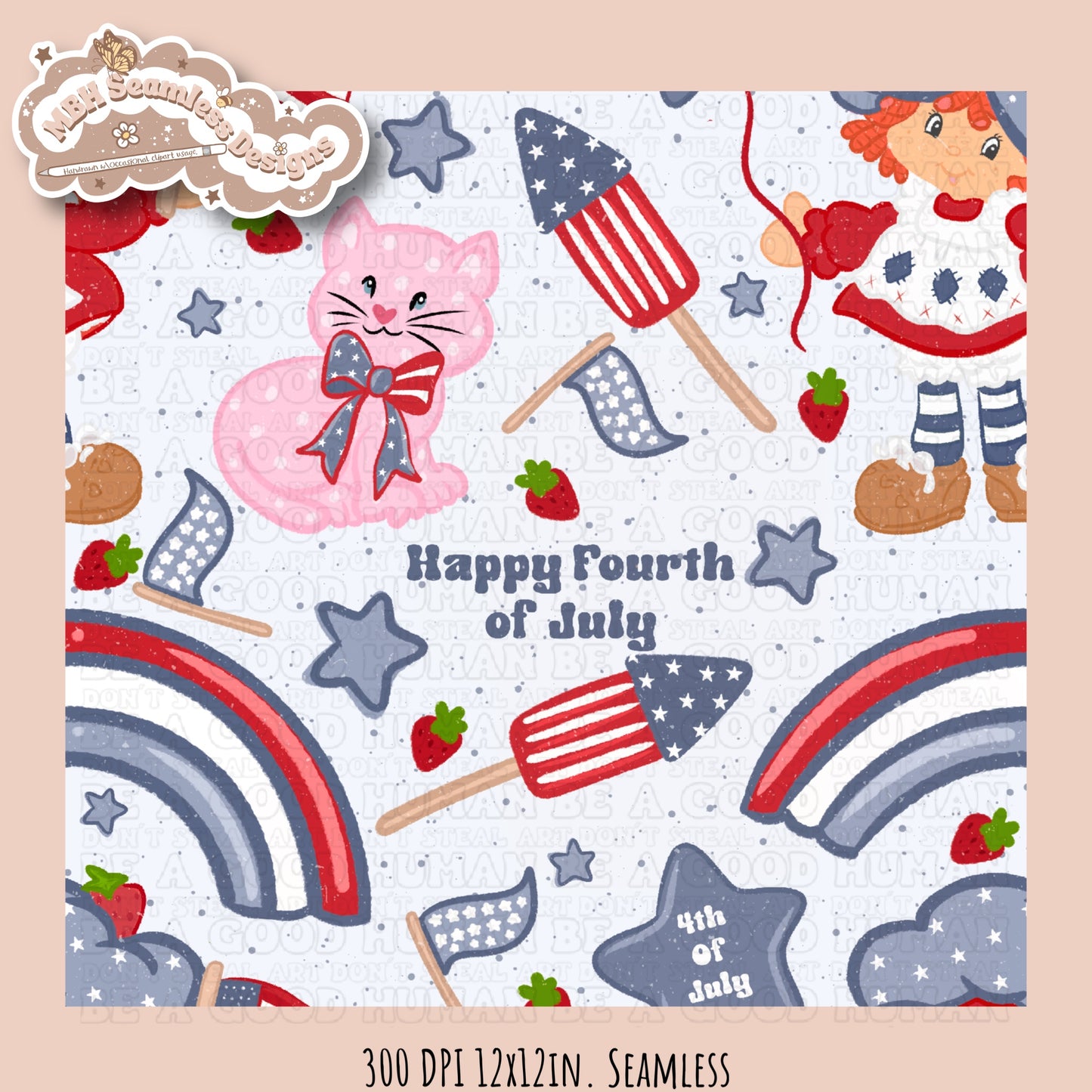 Strawberry Shortcake FOJ Rainbows Seamless Pattern •Multiple Colorways