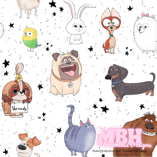 Secret Life of Pets Starry Spex Assorted Colorways Seamless Pattern