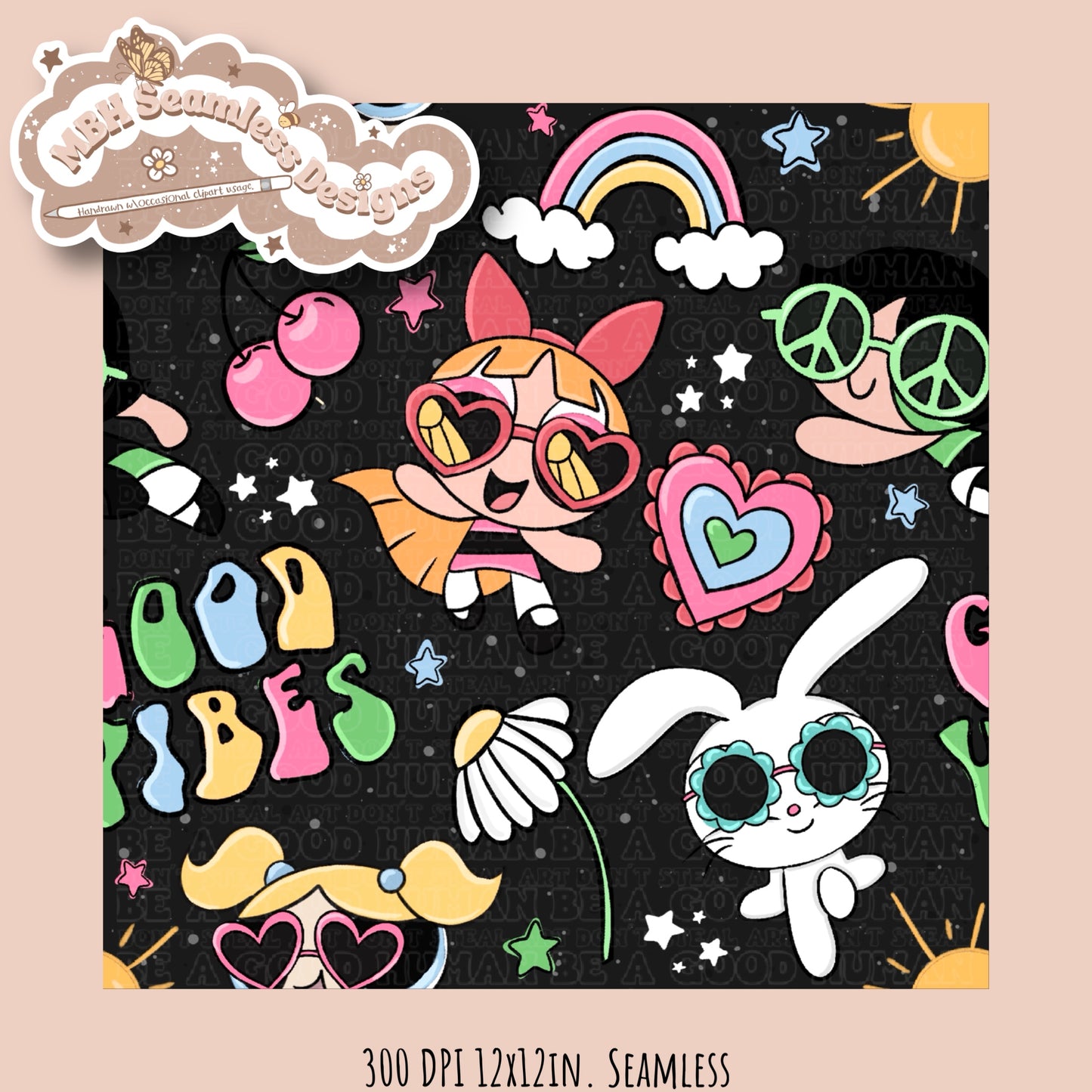 Good Vibes PPG Seamless Pattern MULTIPLE COLORWAYS