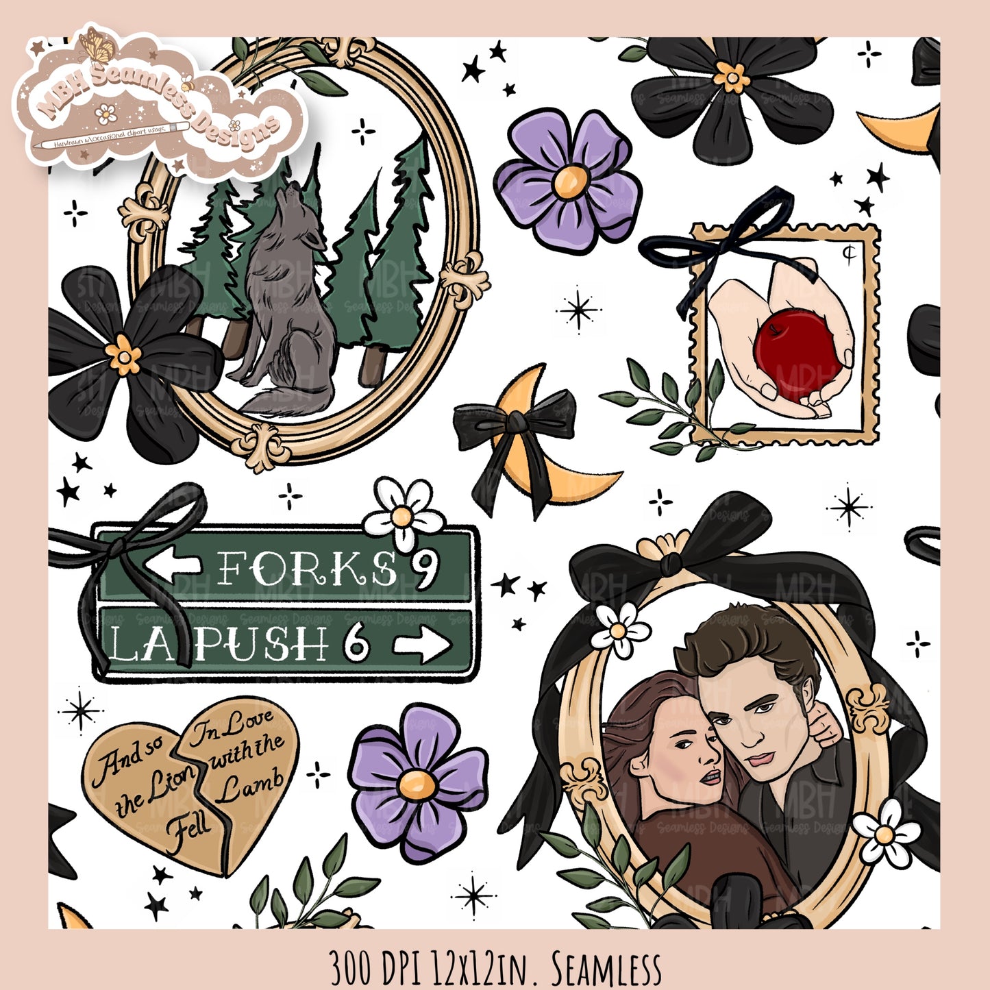 Twilight x Frames Seamless Pattern // PNG // Assorted Colorways