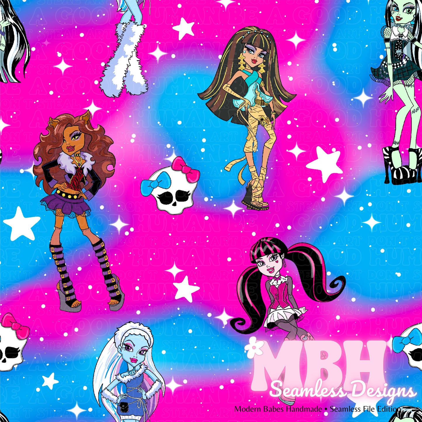 Monster High Seamless Pattern MULTIPLE COLORWAYS