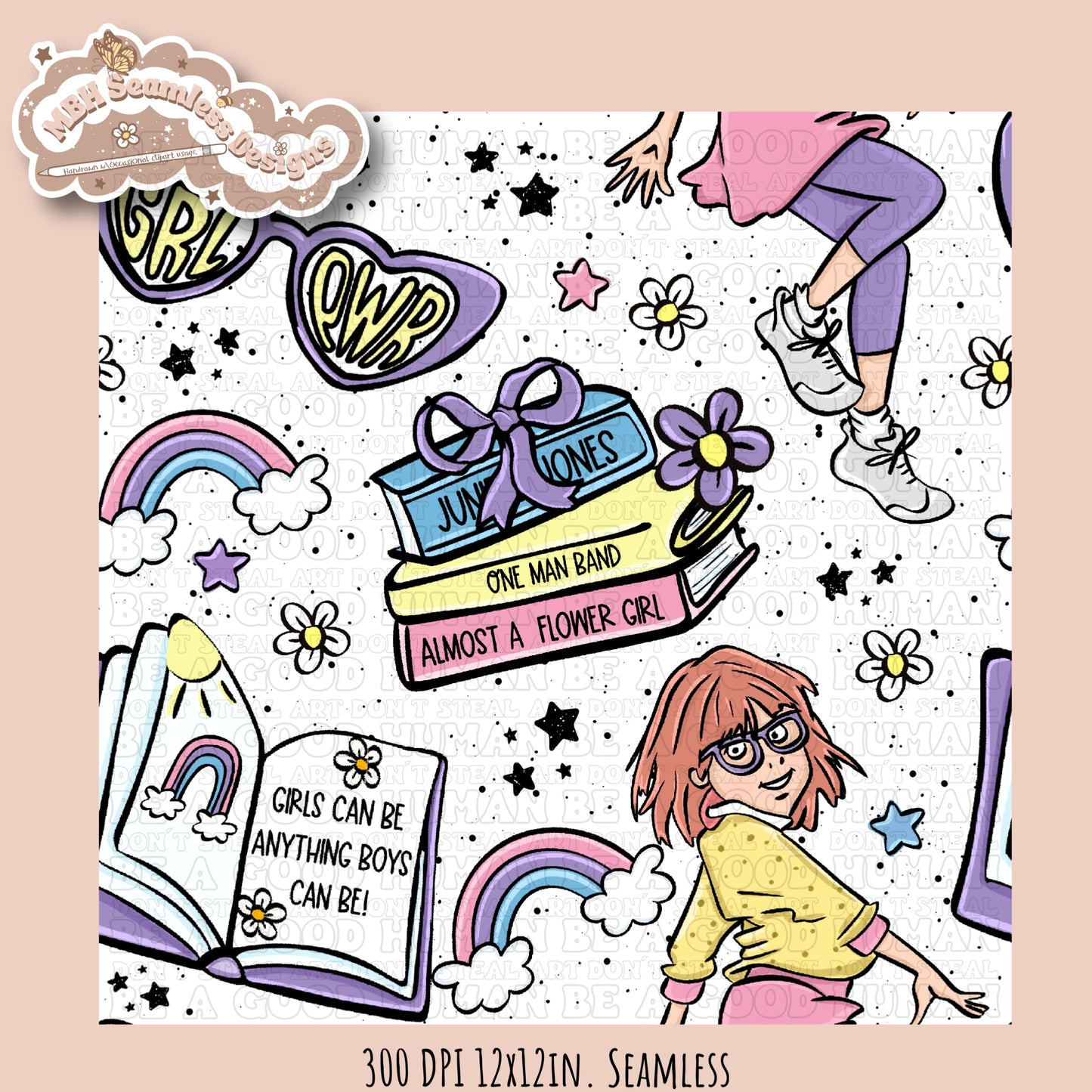 Junie B Seamless Pattern // PNG //Multiple Colorway Options
