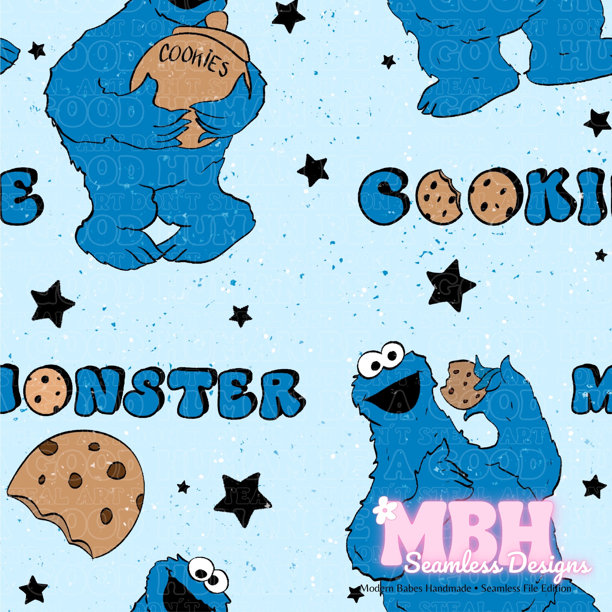 Cookie Monster ASSORTED COLORWAYS Seamless Pattern – MBH Seamless Designs cookie-monster-assorted-colorways-seamless-pattern-mbh-seamless-designs