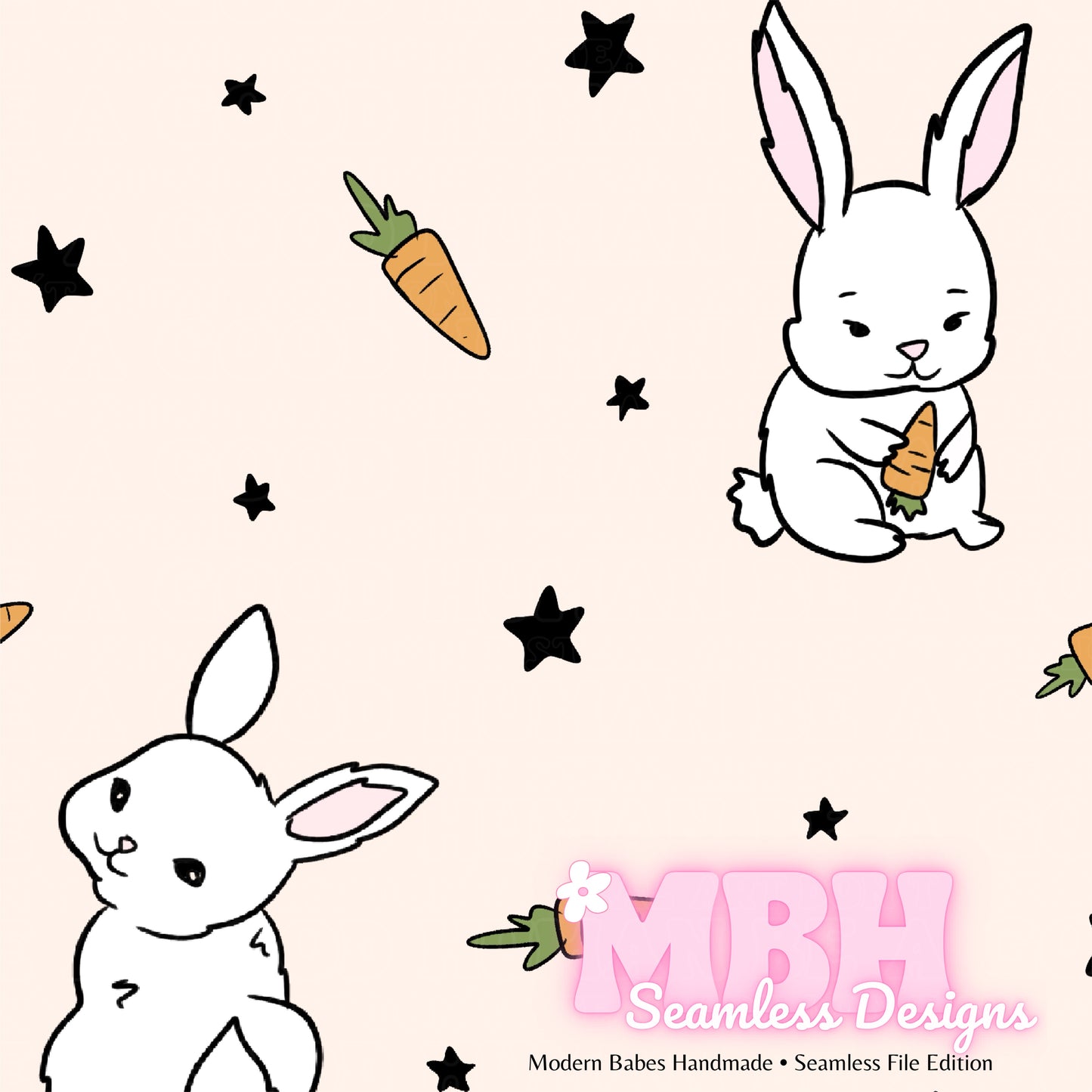 Starry Rabbit Seamless Pattern Multiple Colorways