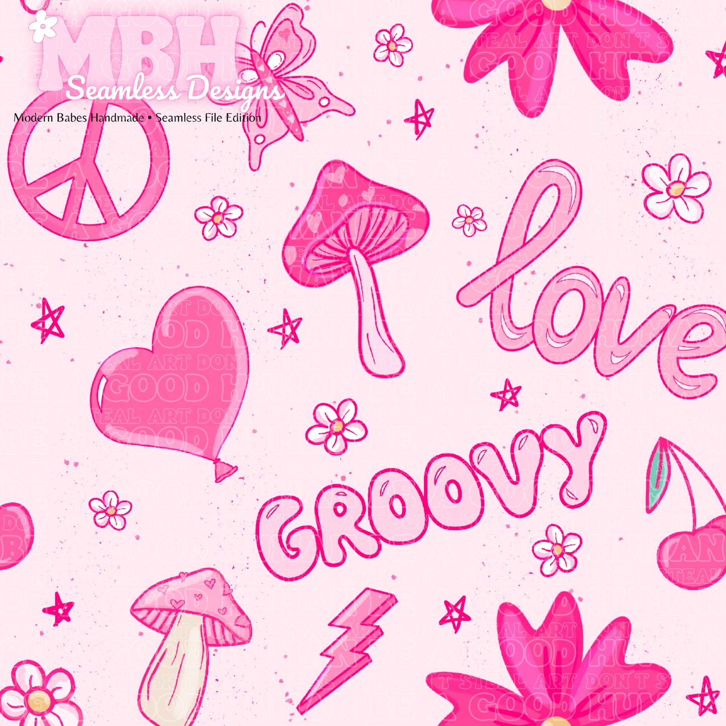 Pink Groovy Valentine 2 Colorways Seamless Pattern