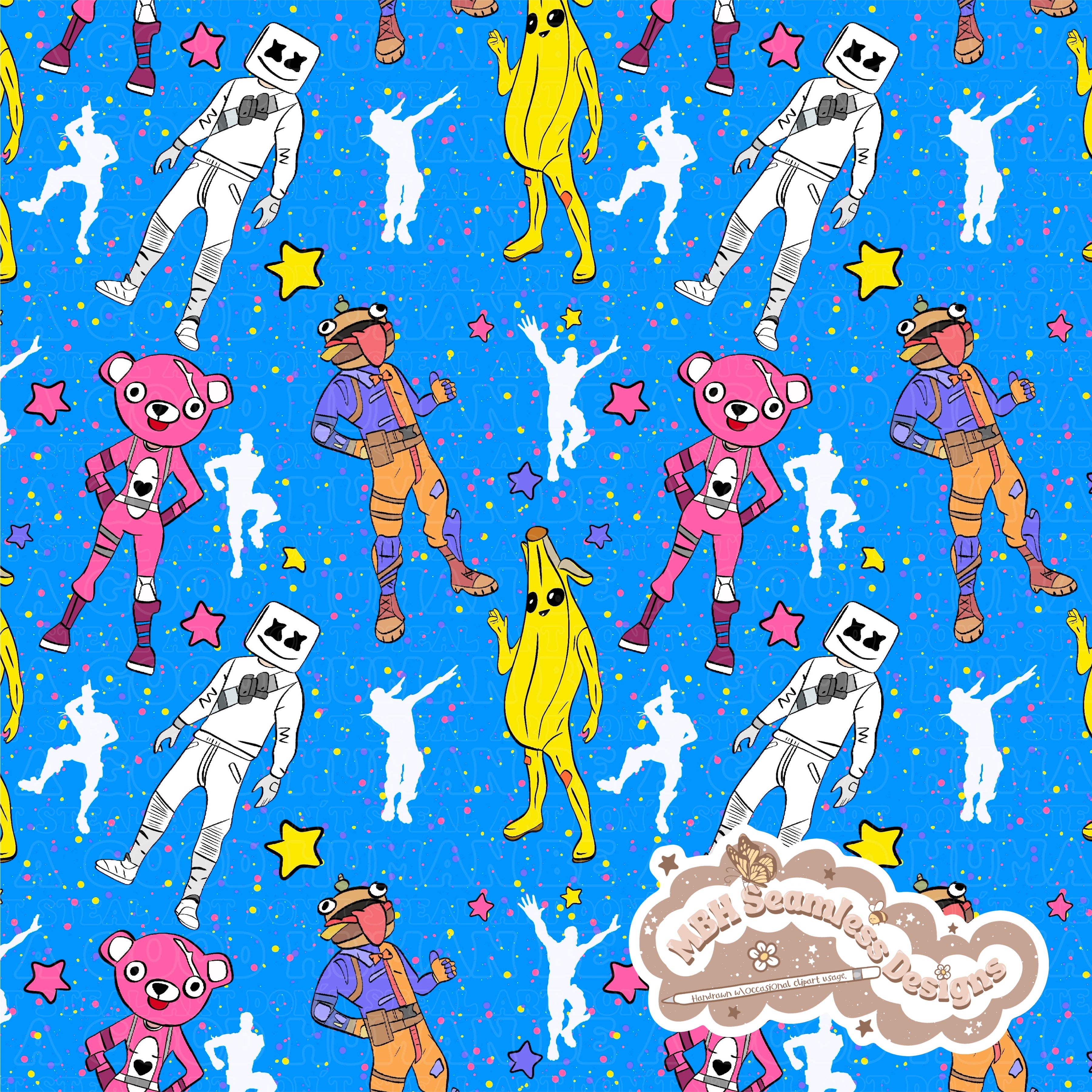 Fortnite Dance Moves Seamless Pattern MULTIPLE COLORWAYS โ MBH Seamless ...