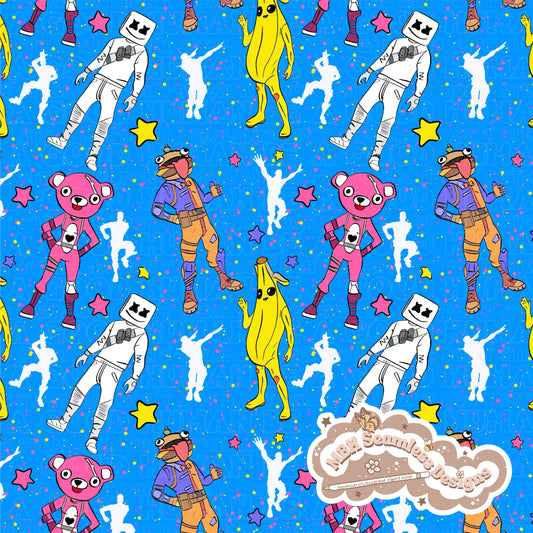 Fortnite Dance Moves Seamless Pattern MULTIPLE COLORWAYS