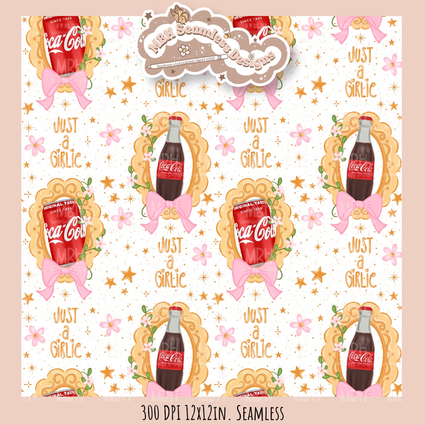 Coquette Cola Frames Seamless Pattern//Multiple Colorway Options