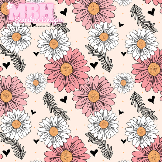 Boho Valentine Floral & Stripes Seamless Pattern