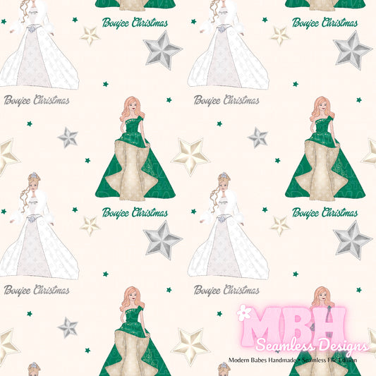 Boujee Christmas Barbies Assorted Colorways Seamless Pattern