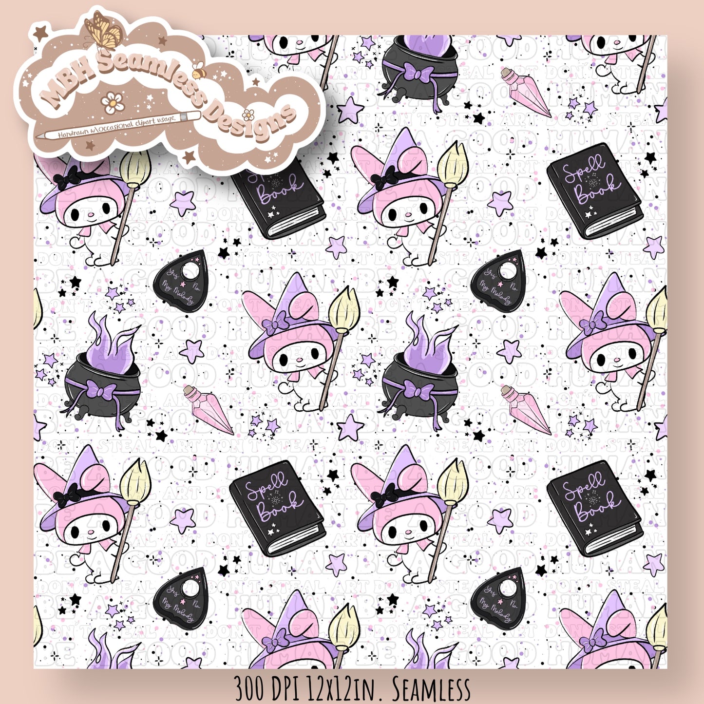 My Melody Witch Seamless Pattern MULTIPLE COLORWAYS