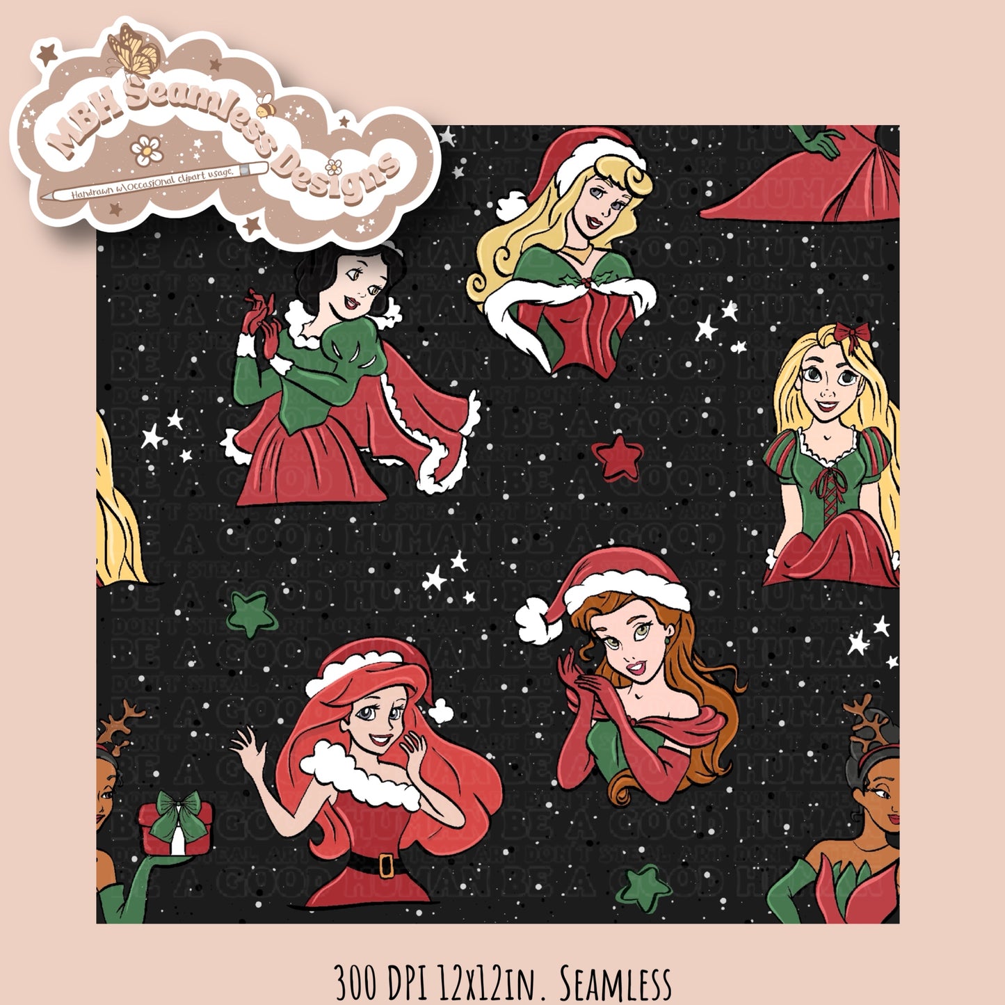 Starry Festive Princesses Seamless MULTIPLE COLORWAYS