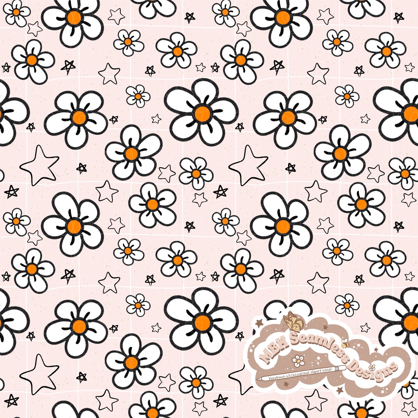 Daisy Stars Seamless Pattern MULTIPLE COLORWAYS