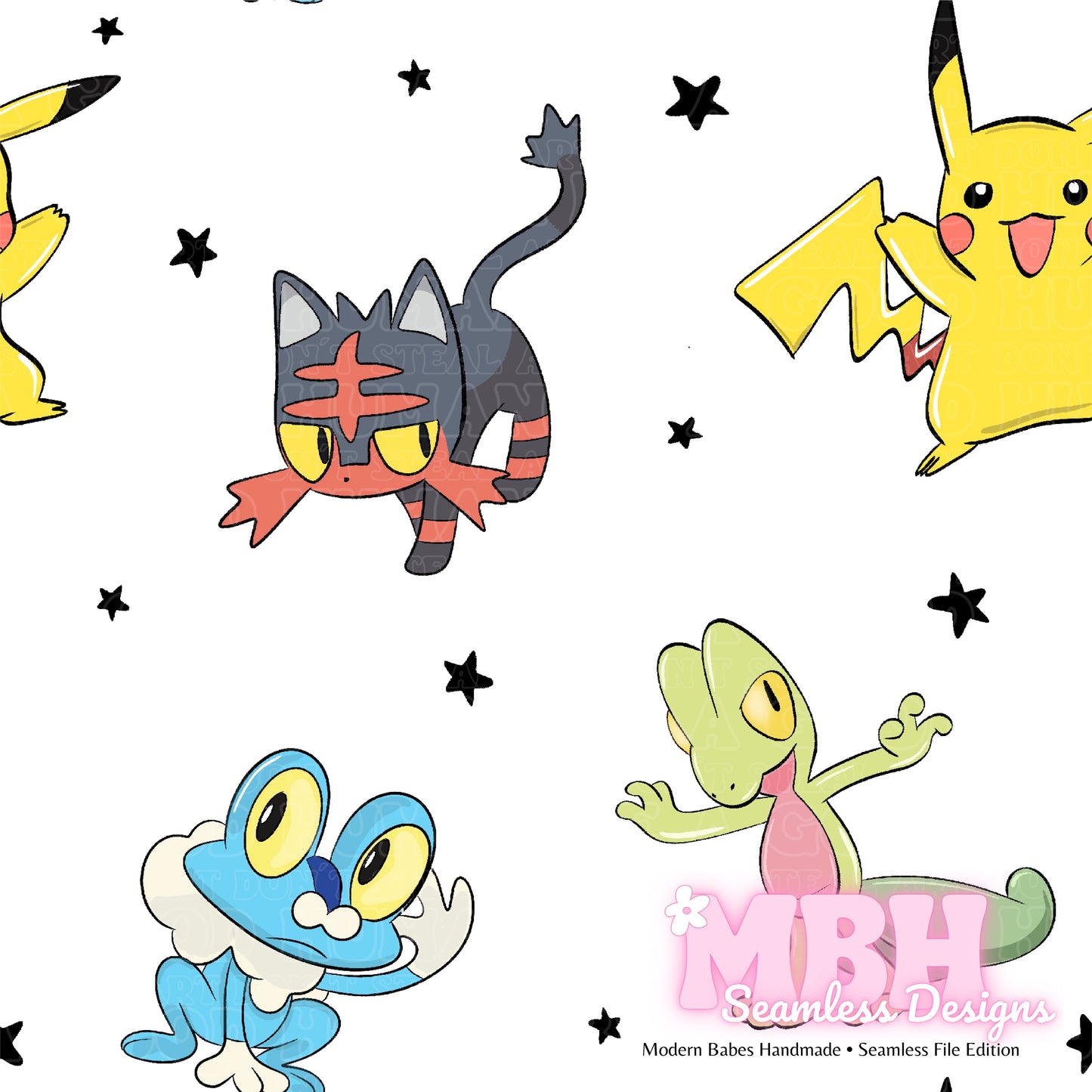 Pokémon Friends Assorted Colorways Seamless Pattern