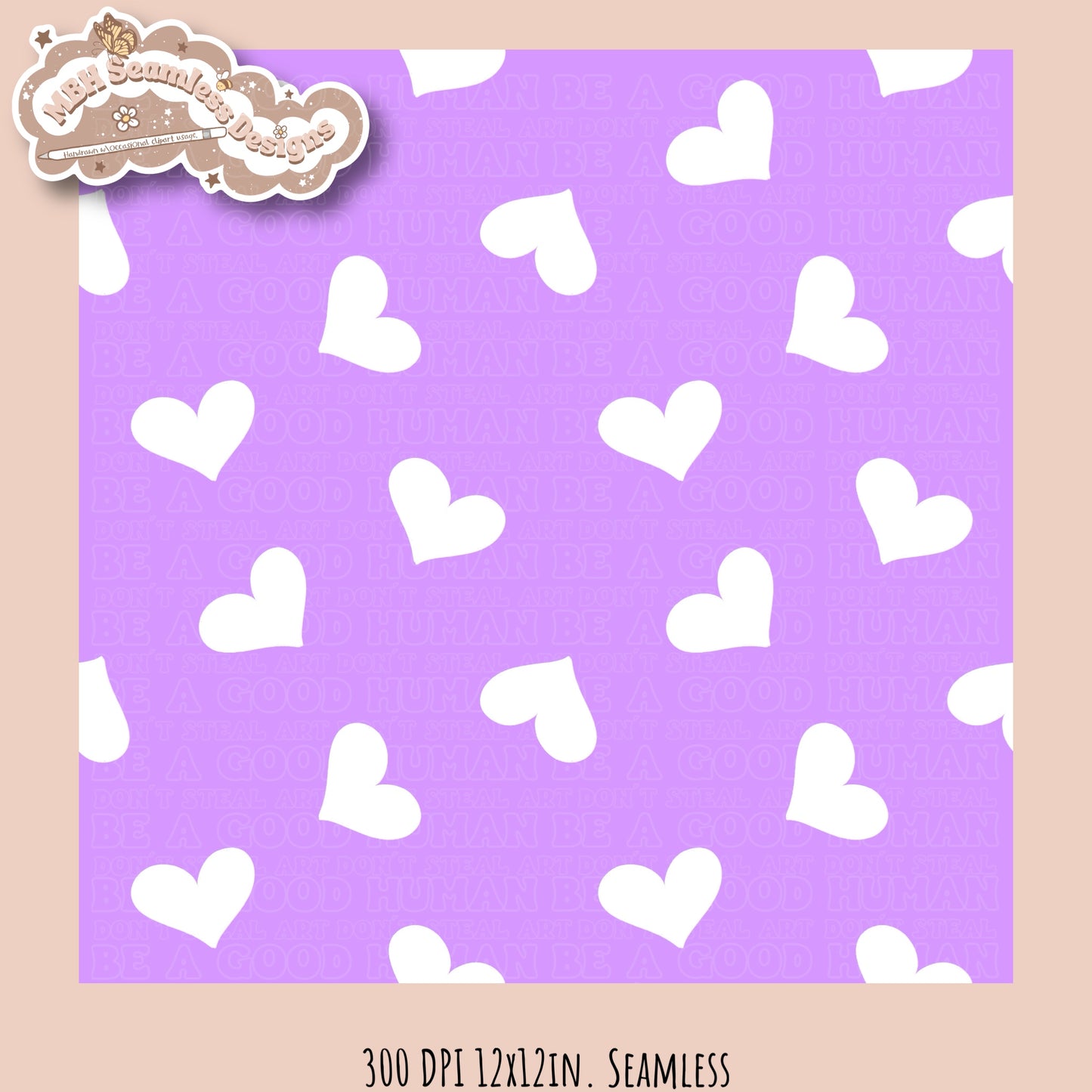 White Scattered Hearts Seamless Pattern MULTIPLE COLORWAYS