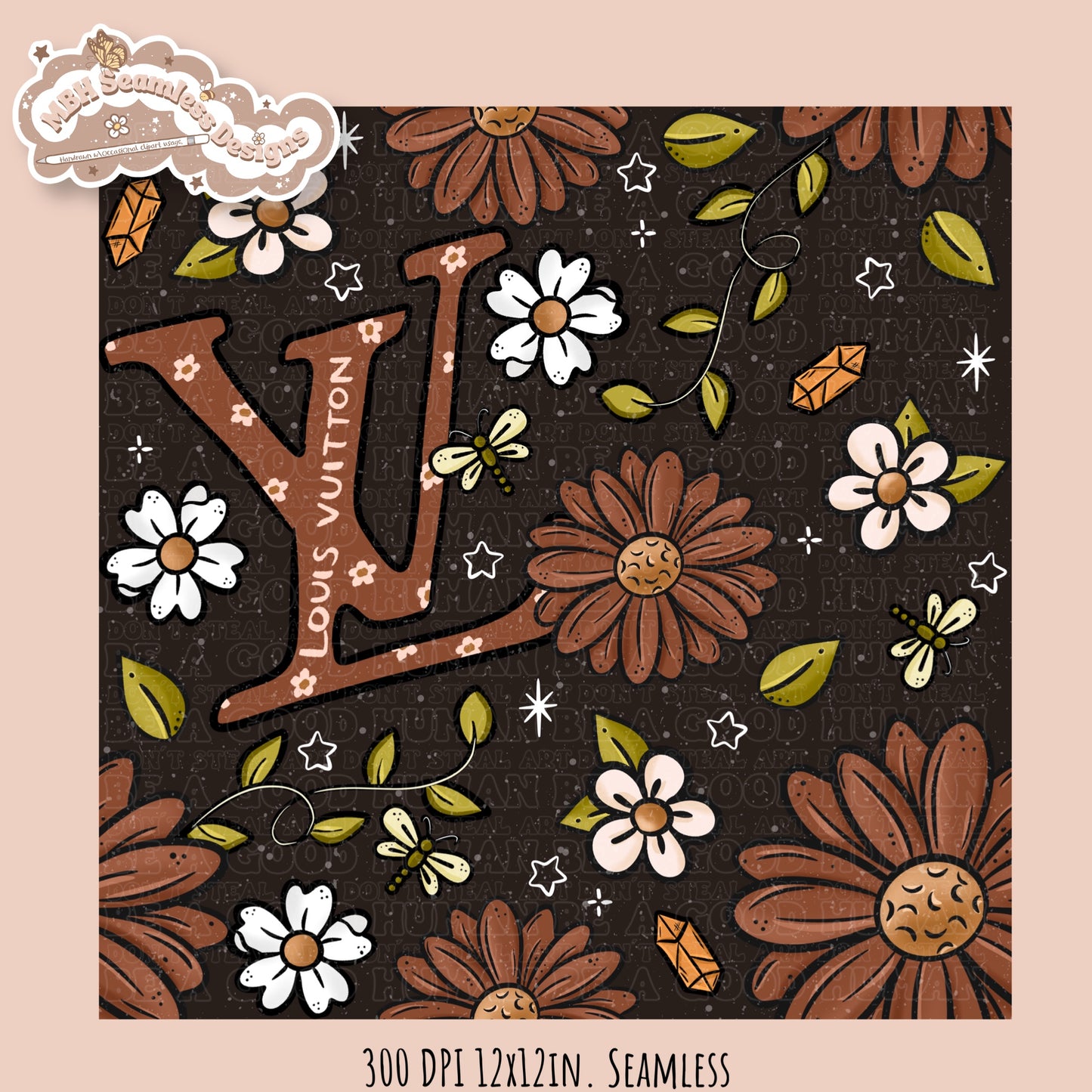 Boujee Brown Floral Seamless Pattern Multiple Colorways
