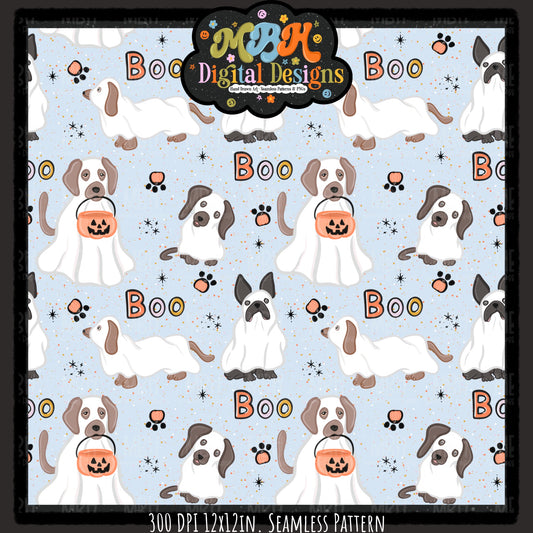 Boo Ghost Dogs Seamless Pattern // MULTIPLE COLORWAYS