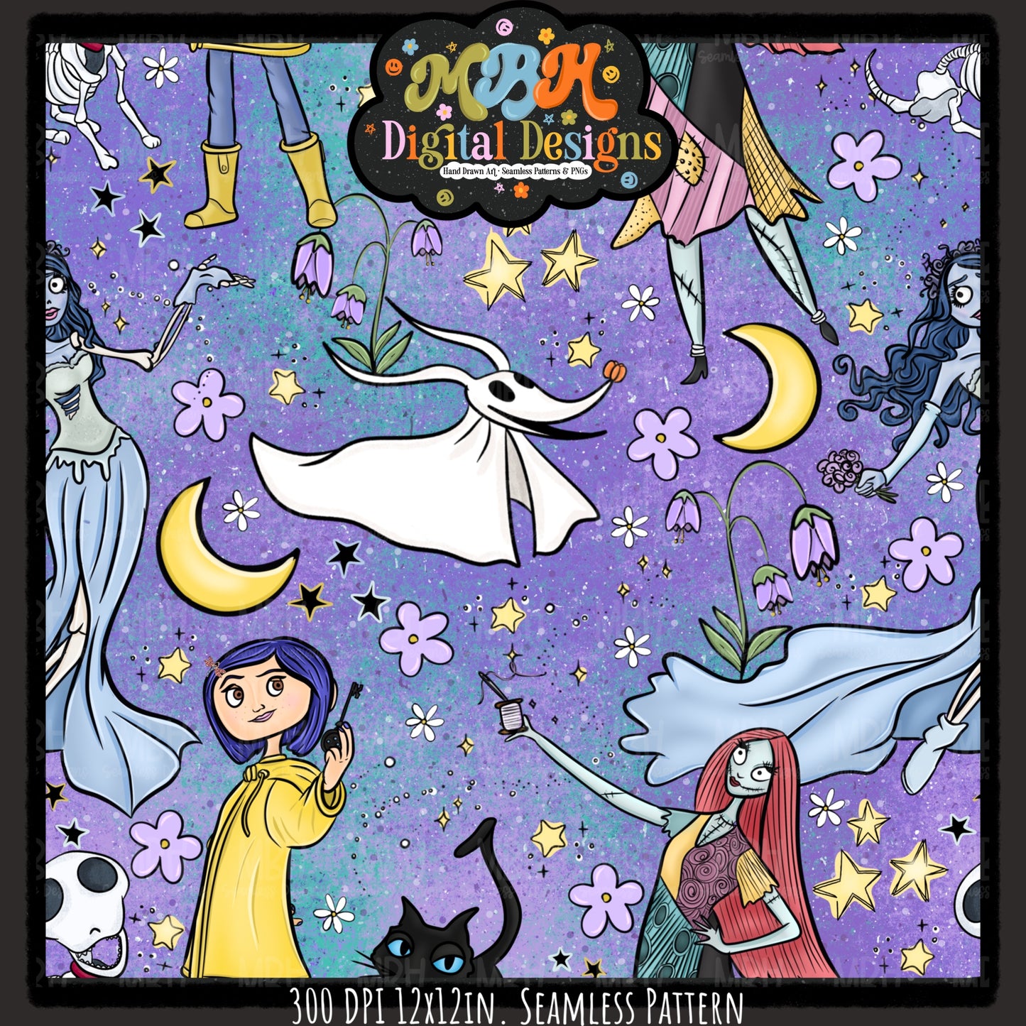 Spooky Girls Seamless Pattern // MULTIPLE COLORWAYS