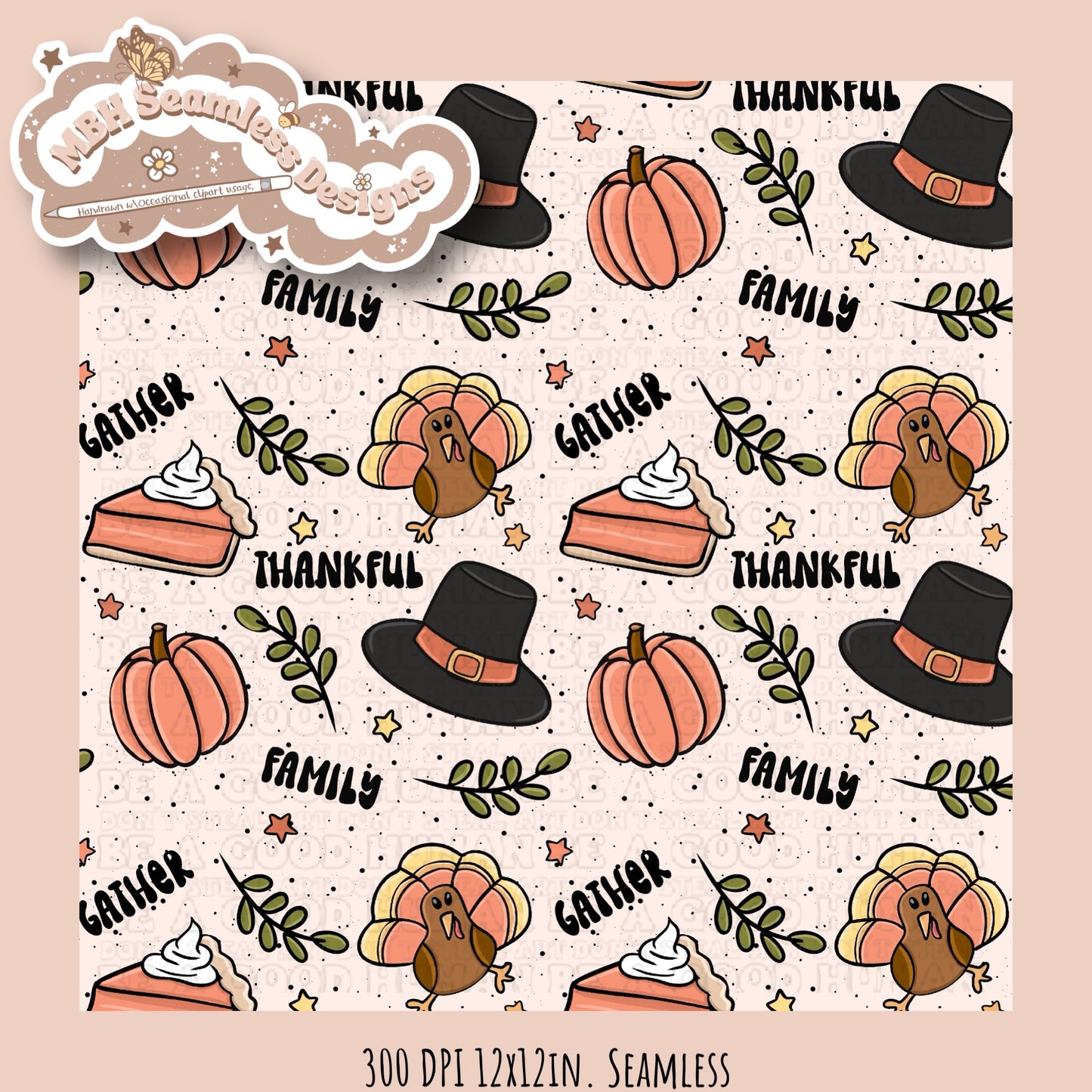 Thanksgiving Words Seamless MULTIPLE COLORWAYS