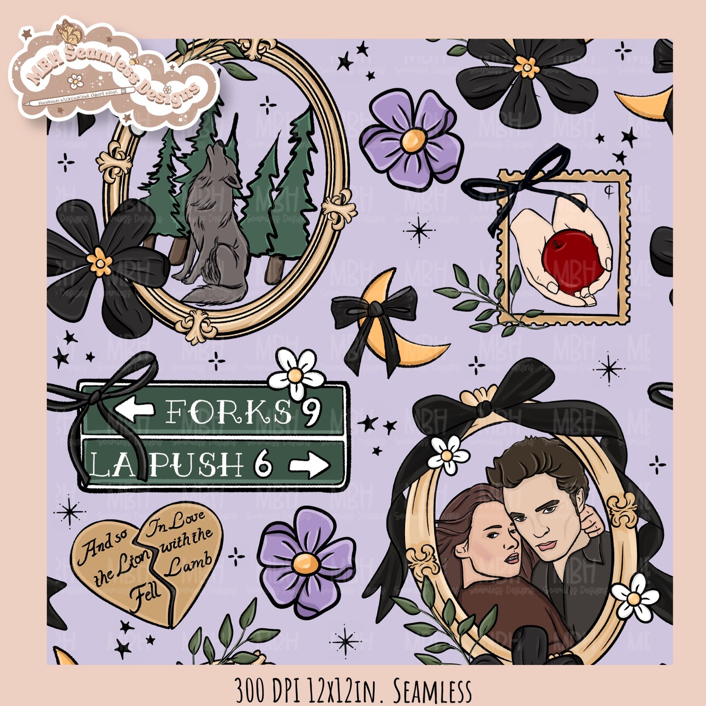 Twilight x Frames Seamless Pattern // PNG // Assorted Colorways