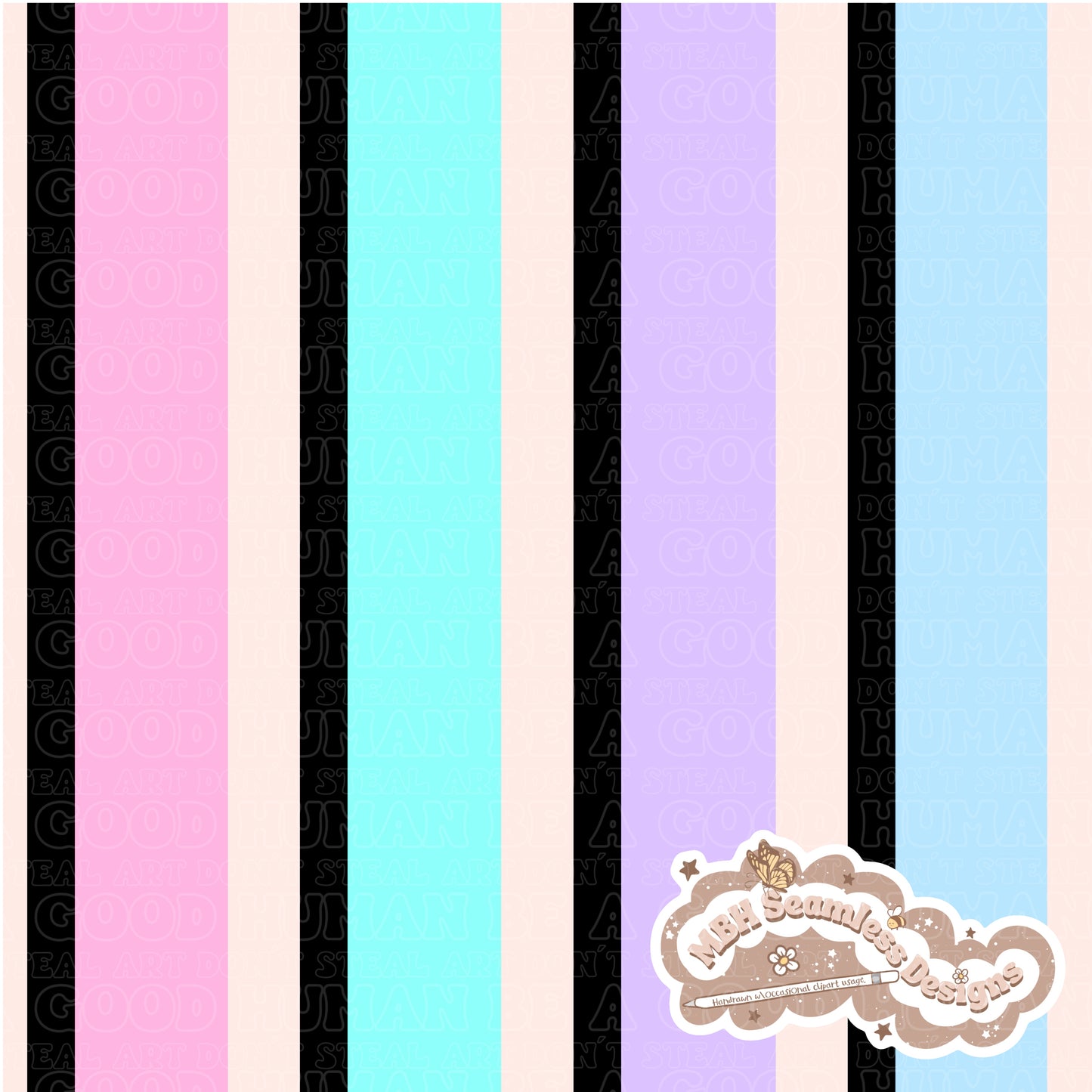 Pastel Horror Mashup Frames Seamless Pattern Multiple Colorways