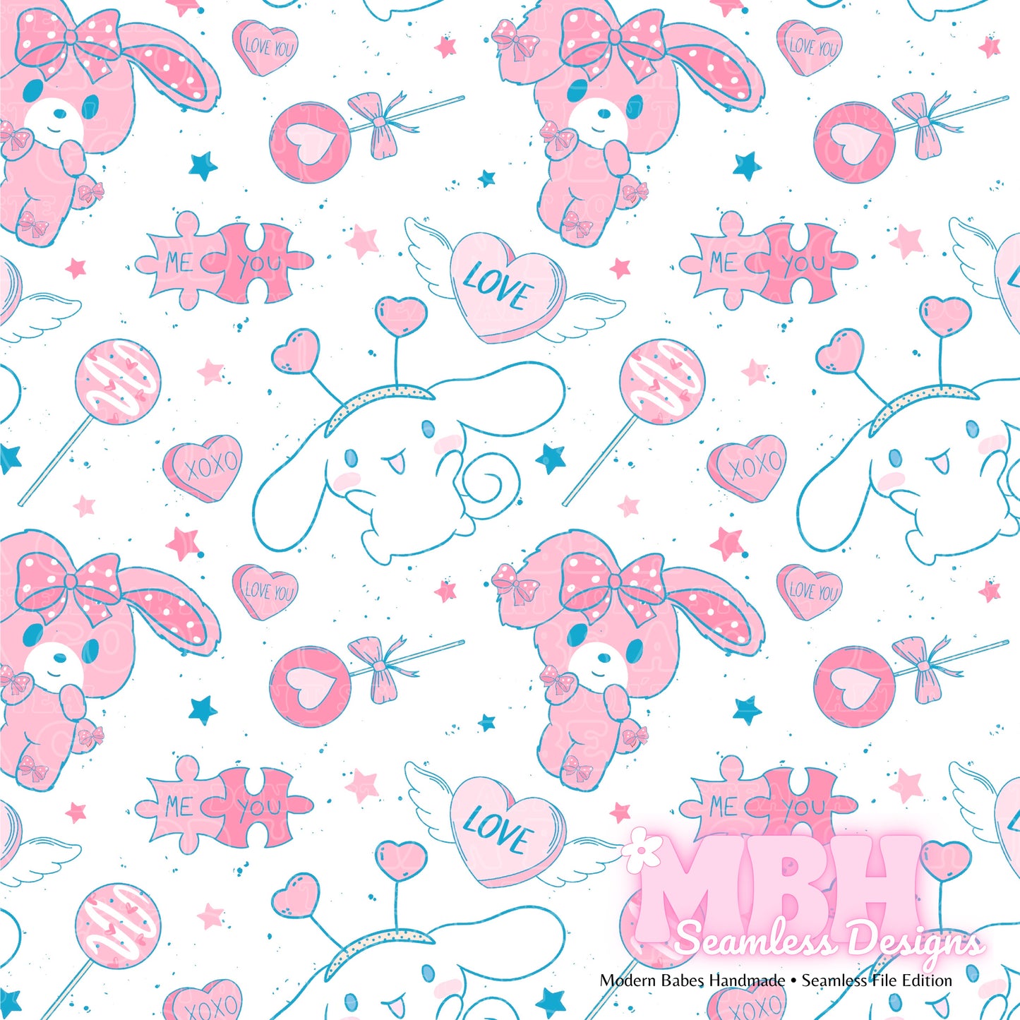 Cinnamoroll BonBon Valentine’s Day TWO COLORS Seamless Pattern