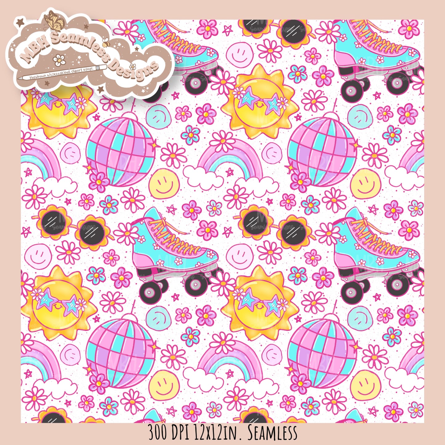 Groovy Summer Seamless Pattern //  MULTIPLE COLORWAYS