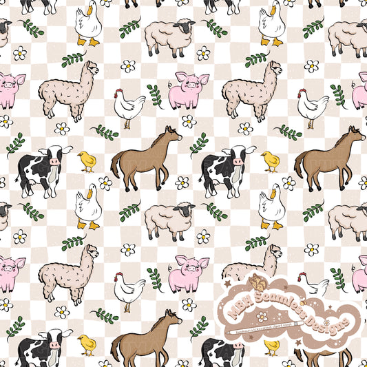 Boho Farm Animals Seamless Pattern MULTIPLE COLORWAYS