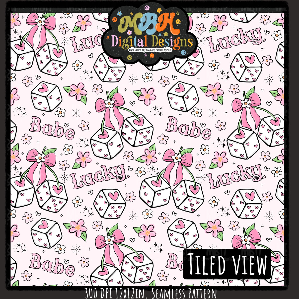 Hextober Day 4 • 3D Lucky Babe Seamless Pattern // PNG // MULTIPLE COLORWAYS (Hextober files are not available in drives.)