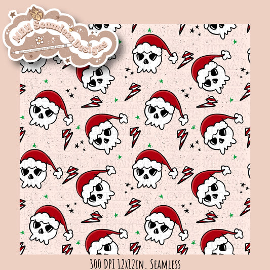 Santa Hat Skulls Seamless MULTIPLE COLORWAYS