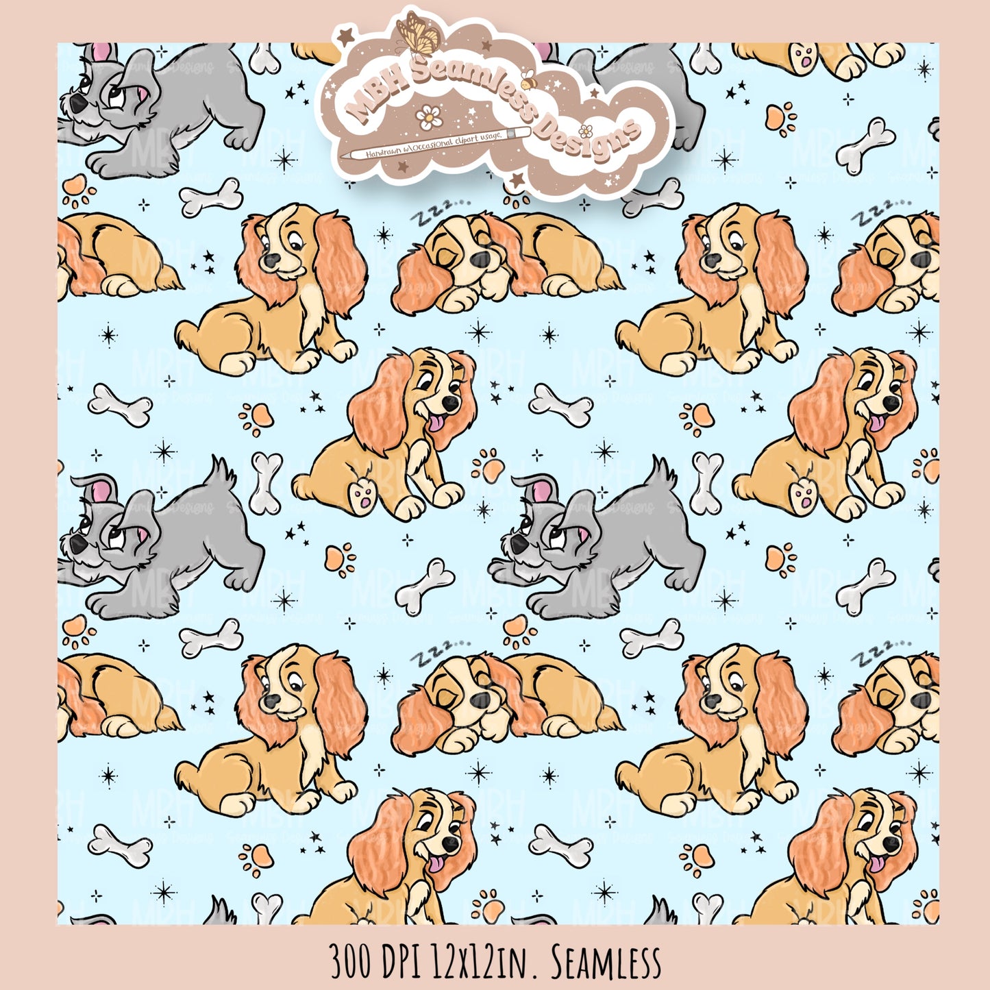L&T Puppies Seamless Pattern // PNG // Multiple Colorway Options