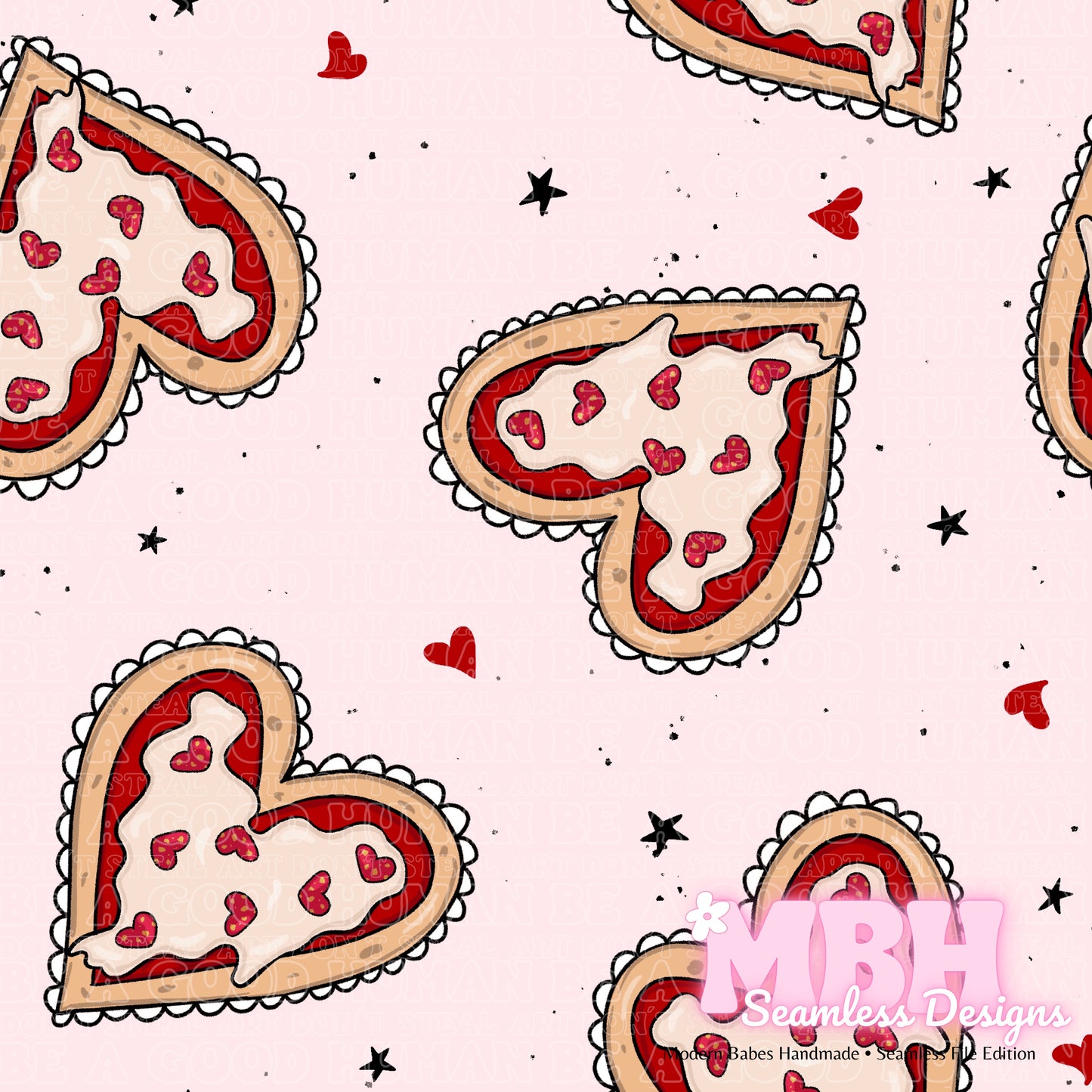 Pizza Hearts Assorted Colorways Seamless Pattern