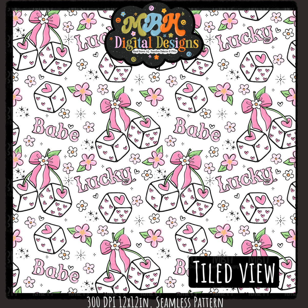 Hextober Day 4 • 3D Lucky Babe Seamless Pattern // PNG // MULTIPLE COLORWAYS (Hextober files are not available in drives.)