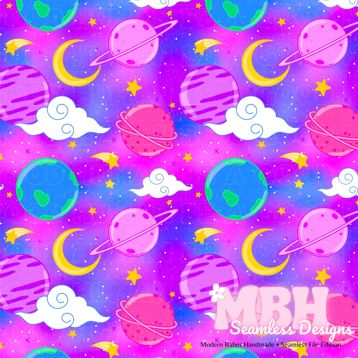 Neon Galaxy Seamless Pattern