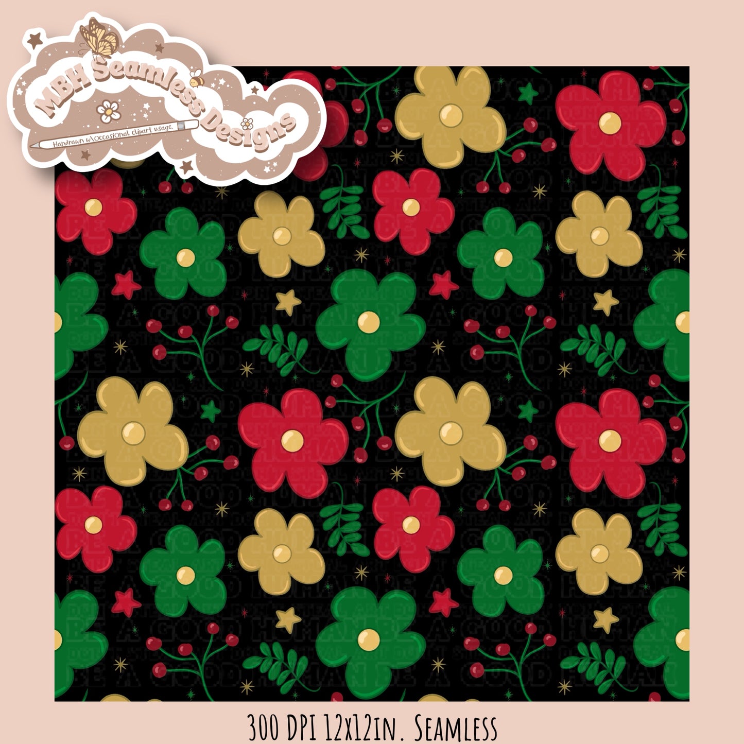 Winter Holiday Floral Seamless MULTIPLE COLORWAYS