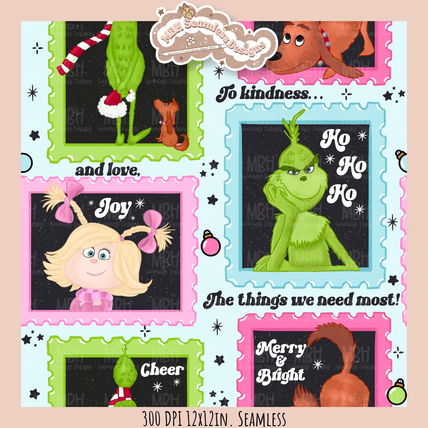 Grumpy Guy ‘18 Stamps Seamless Pattern // PNG // Assorted Colorway Options