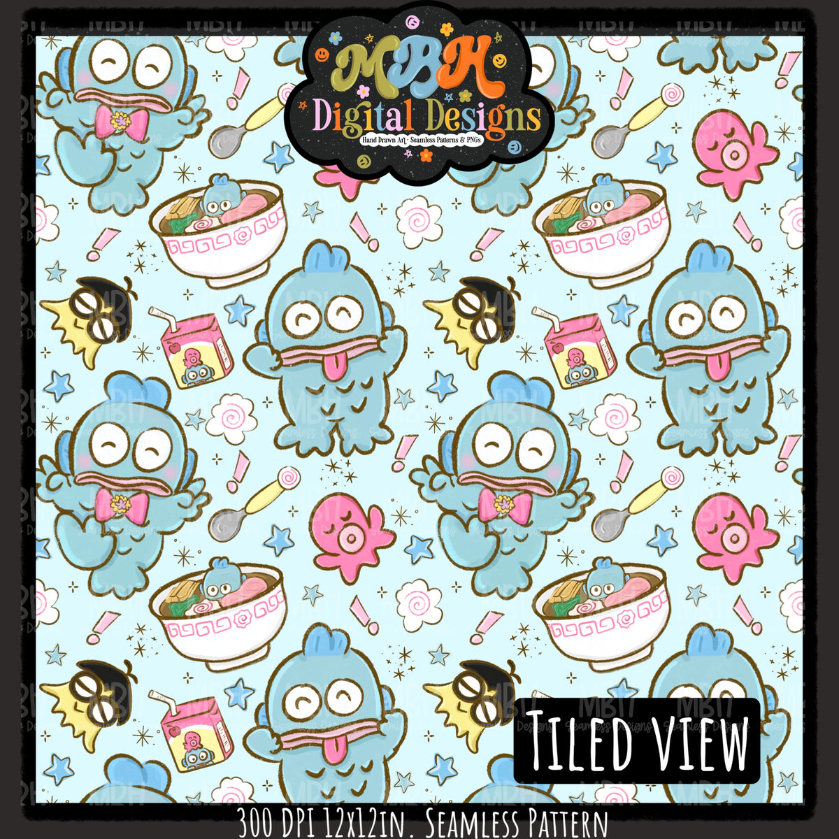 Hangyodon Seamless Pattern // PNG // Assorted Colorways