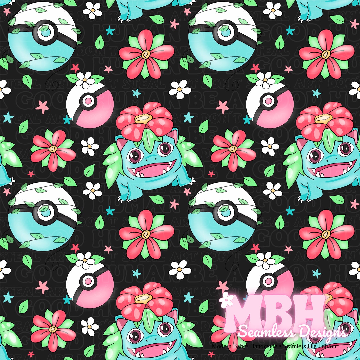 LIMITED Venasaur Floral Seamless Pattern