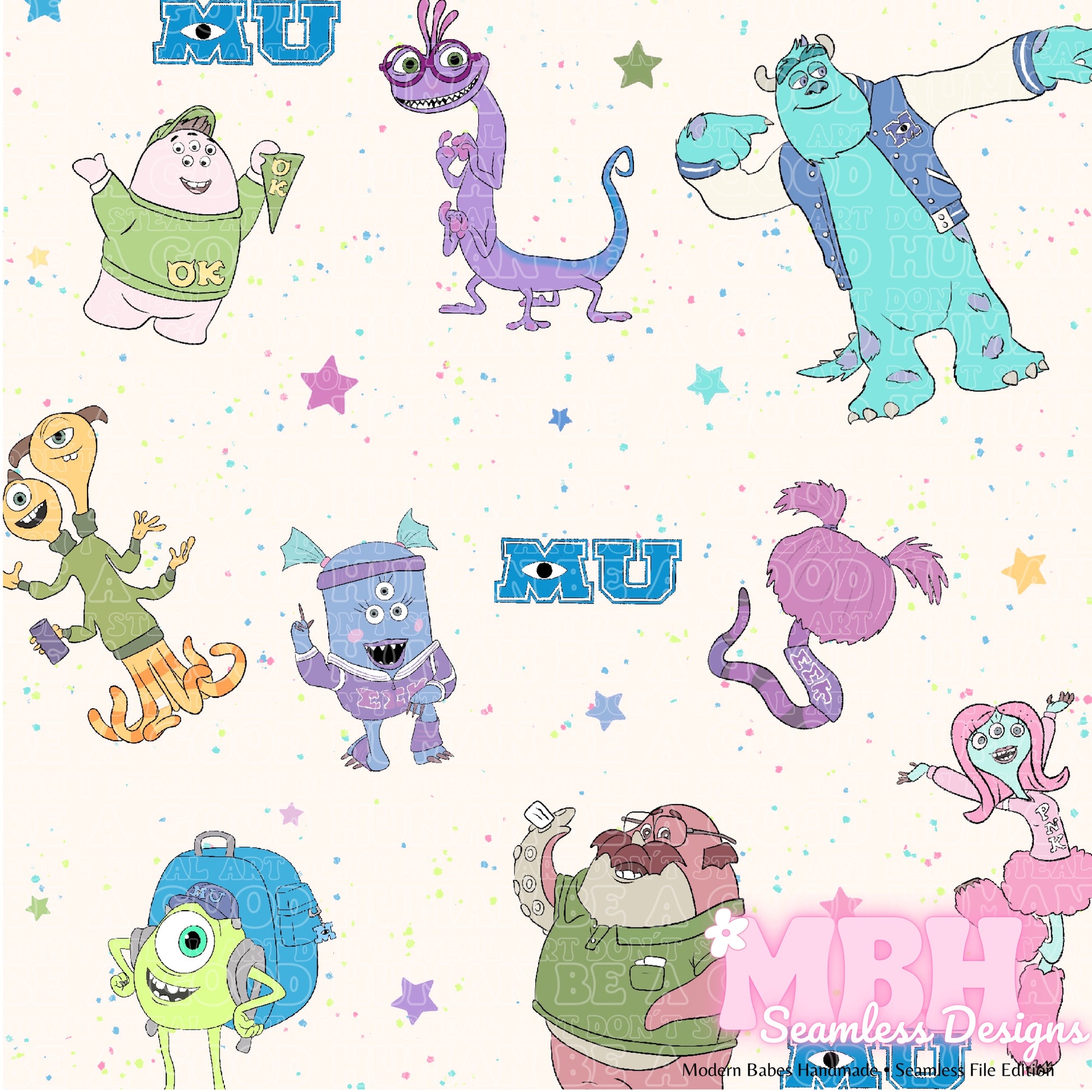 monsters inc pattern Monsters University Seamless Pattern – MBH Seamless Designs