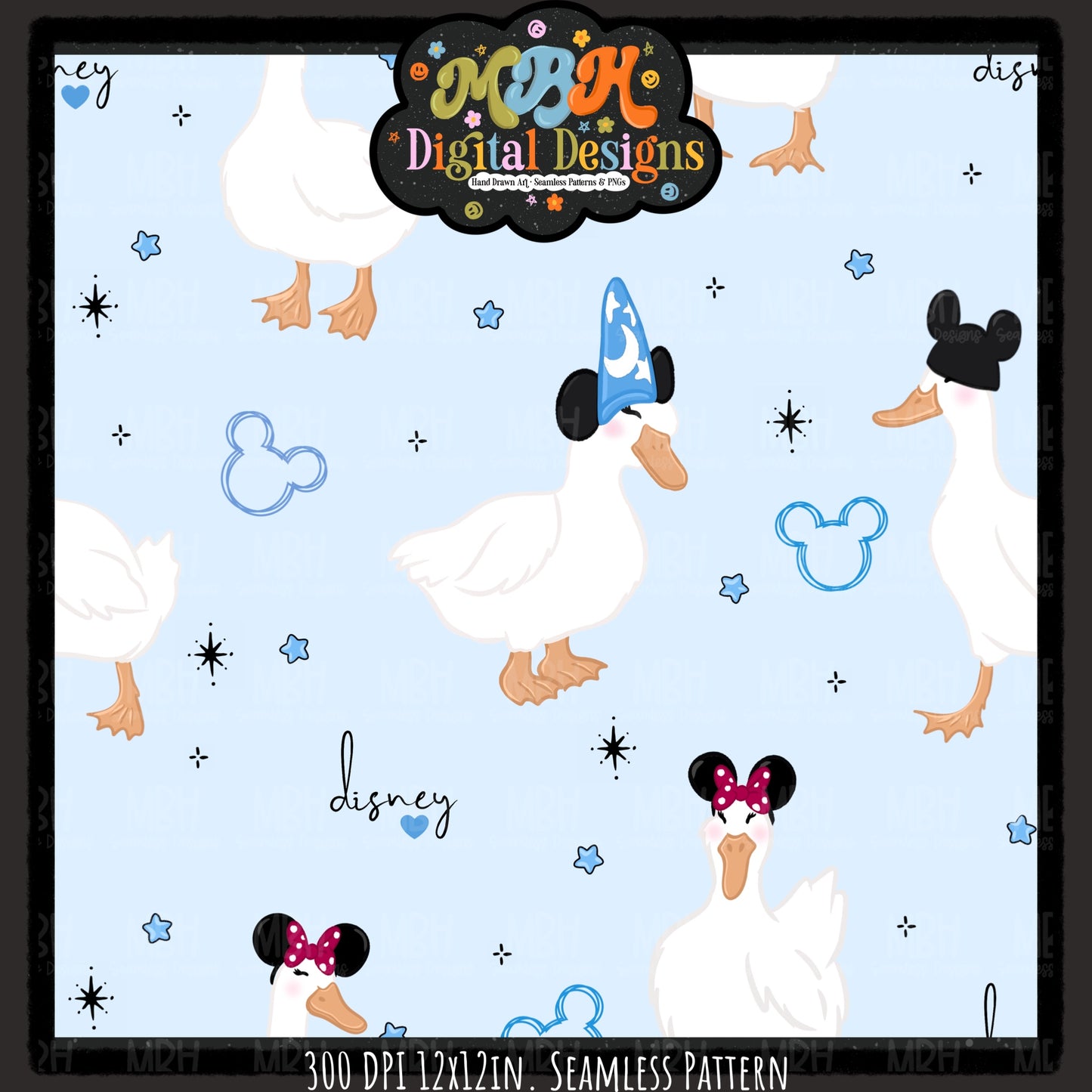 Park Ducks Seamless Pattern // PNG // MULTIPLE COLORWAYS