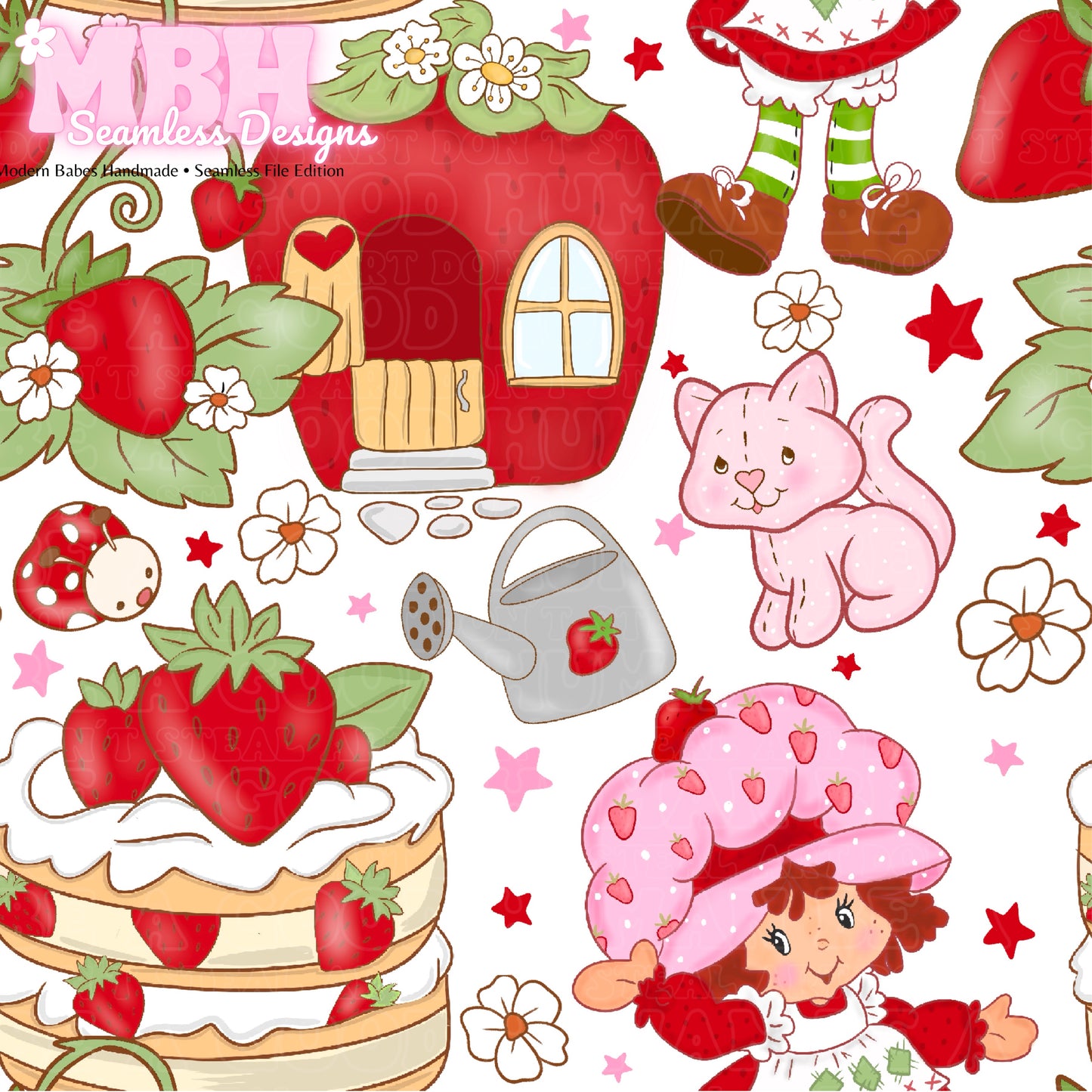 Strawberry Shortcake MULTIPLE COLORWAYS Seamless Pattern