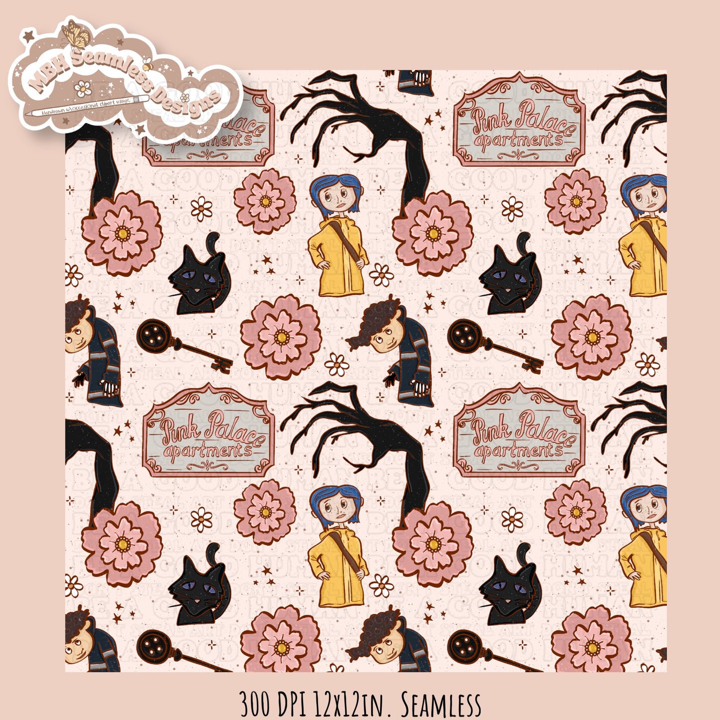 LIMITED Semi Exclusive Boho Floral 2.0 Button Eye Girl Seamless Pattern (NO RESTOCK)