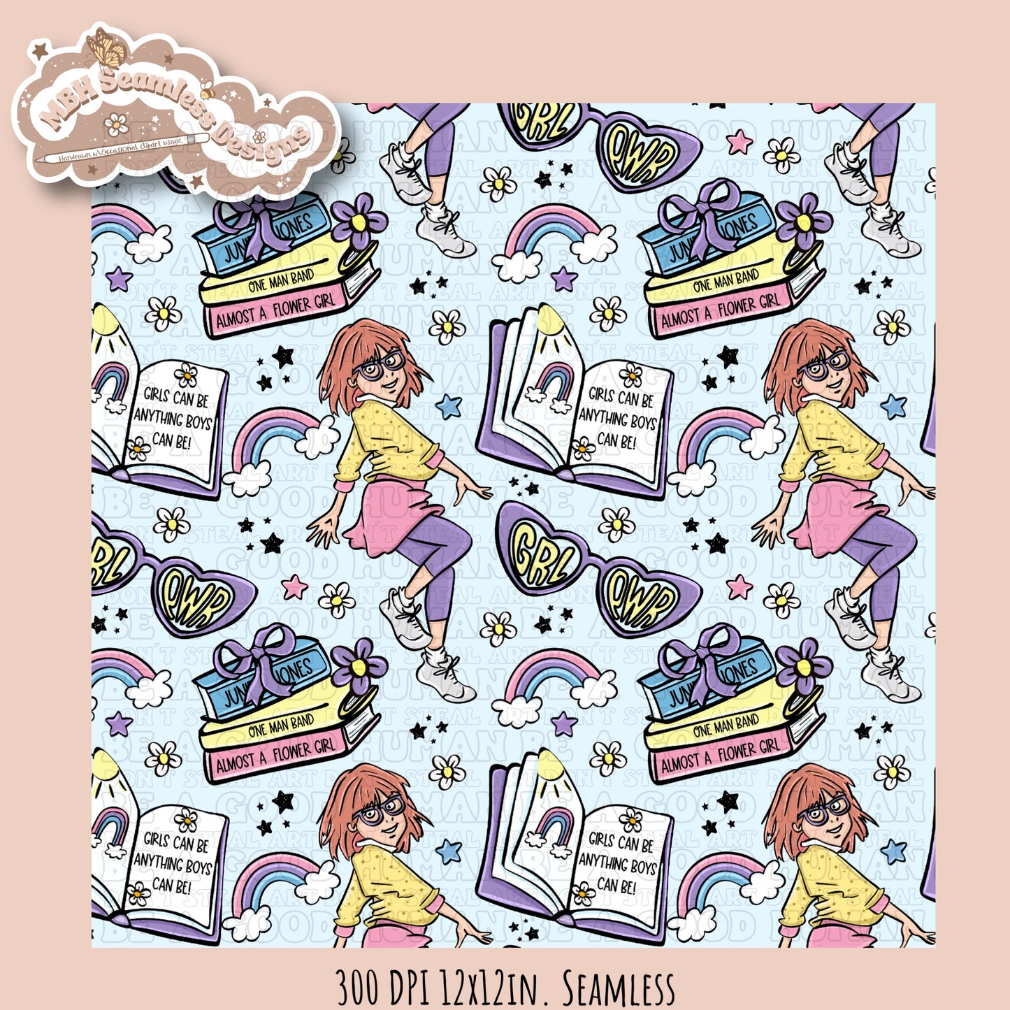 Junie B Seamless Pattern // PNG //Multiple Colorway Options